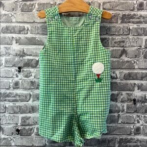Green Checkered Kids Romper